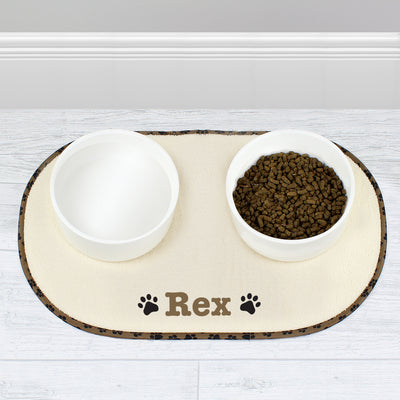 Personalised Brown Paw Print Pet Bowl Placemat Pet Gifts Everything Personal