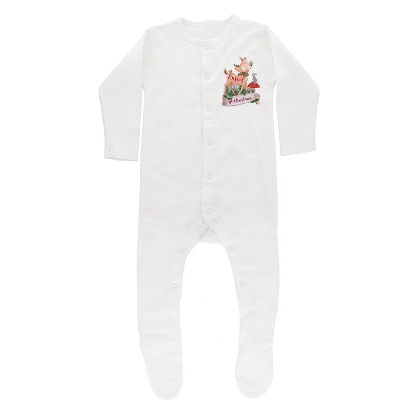 Personalised Festive Fawn 0-3 Months Baby Gown Clothing Everything Personal