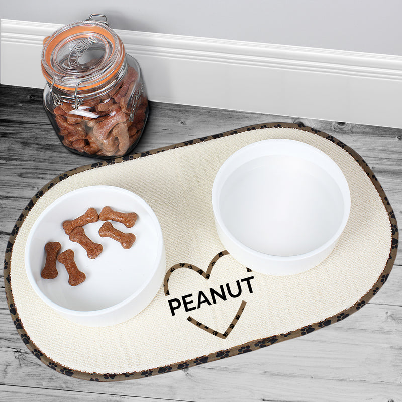 Personalised Love Heart Pet Bowl Placemat Pet Gifts Everything Personal