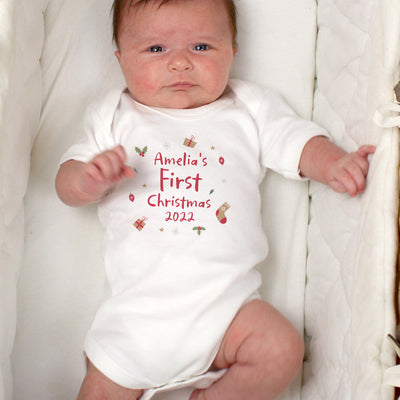 Personalised First Christmas 0-3 Months Baby Vest Clothing Everything Personal