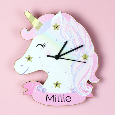 Personalised Unicorn Shape Wooden Clock Wooden Everything Personal