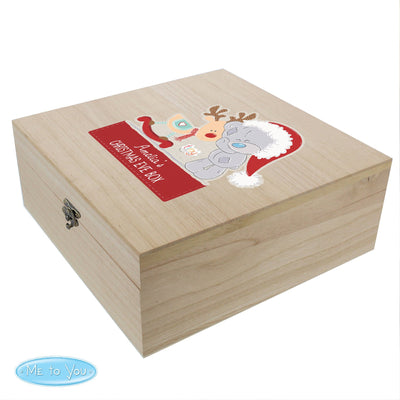 Personalised Colourful Tiny Tatty Teddy Wooden Christmas Eve Box Trinket, Jewellery & Keepsake Boxes Everything Personal