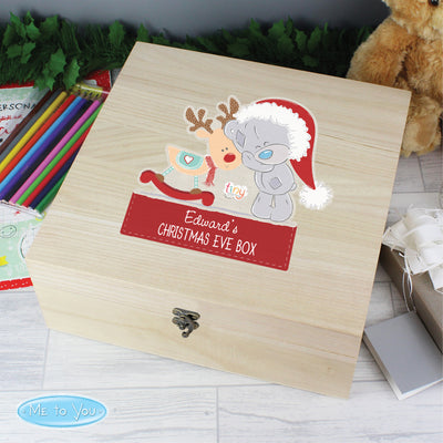Personalised Colourful Tiny Tatty Teddy Wooden Christmas Eve Box Trinket, Jewellery & Keepsake Boxes Everything Personal