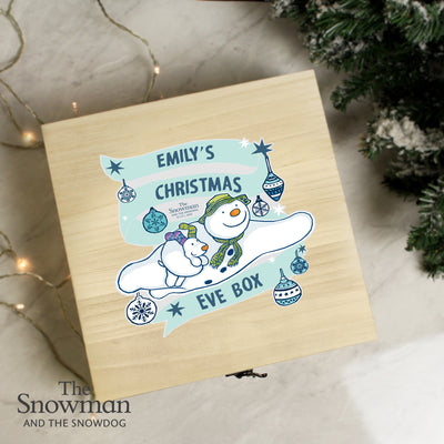Personalised The Snowman and the Snowdog Wooden Christmas Eve Box Christmas Decorations Everything Personal