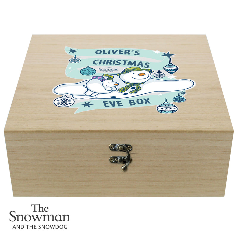Personalised The Snowman and the Snowdog Wooden Christmas Eve Box Christmas Decorations Everything Personal
