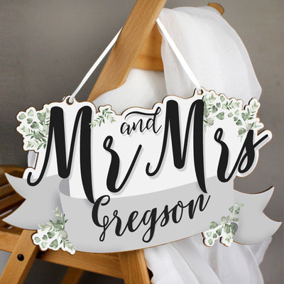 Personalised Mr & Mrs Wooden Hanging Decoration Hanging Decorations & Signs Everything Personal