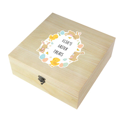 Personalised Easter Bunny & Chick Wooden Keepsake Box Storage Everything Personal