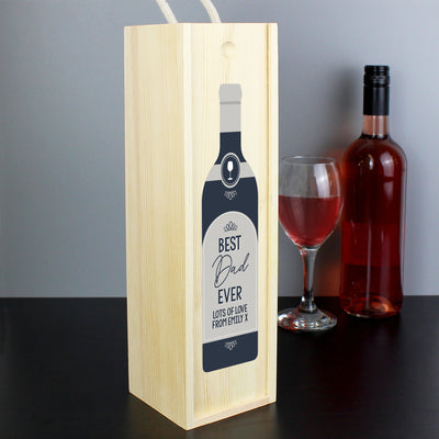 Personalised Grey Wooden Wine Bottle Box Glasses & Barware Everything Personal