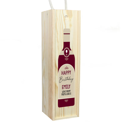 Personalised Red Wooden Wine Bottle Box Wooden Everything Personal