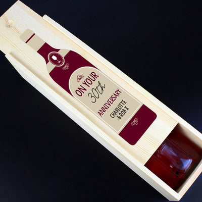 Personalised Red Wooden Wine Bottle Box Wooden Everything Personal