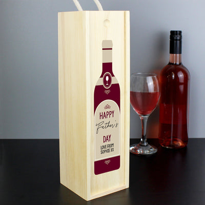 Personalised Free Text Red Wooden Wine Bottle Box Glasses & Barware Everything Personal