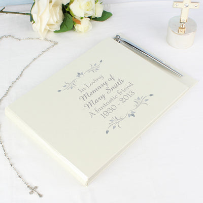 Personalised Sentiments Hardback Guest Book & Pen Photo Frames, Albums and Guestbooks Everything Personal