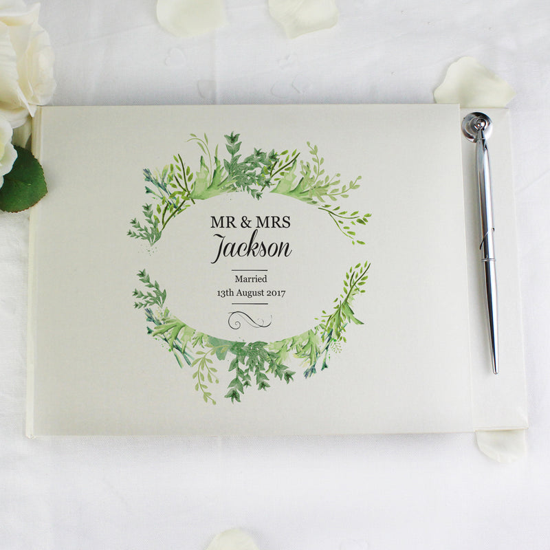 Personalised Fresh Botanical Hardback Guest Book & Pen Photo Frames, Albums and Guestbooks Everything Personal