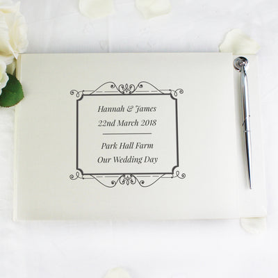 Personalised Black Hardback Guest Book & Pen Photo Frames, Albums and Guestbooks Everything Personal