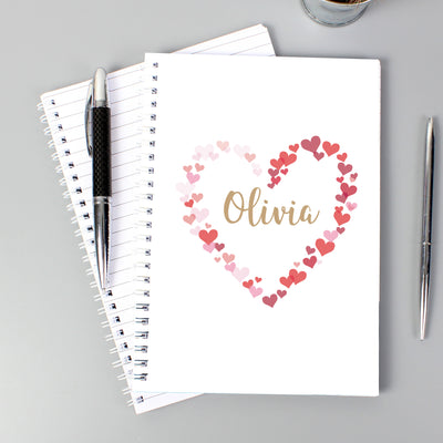 Personalised Confetti Hearts A5 Notebook Stationery & Pens Everything Personal