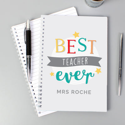 Personalised 'Best Teacher Ever' A5 Notebook Stationery & Pens Everything Personal