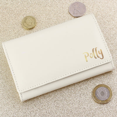 Personalised Gold Name Cream Purse Leather & Leatherette Everything Personal