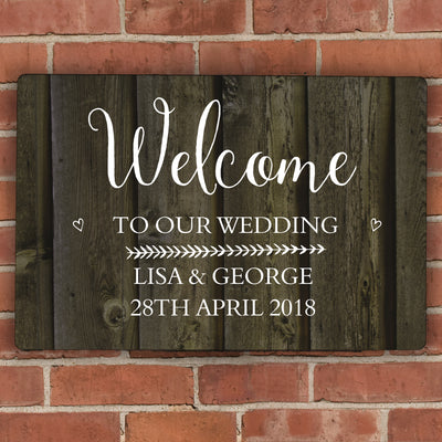 Personalised Walnut Wood Grain Metal Sign Hanging Decorations & Signs Everything Personal