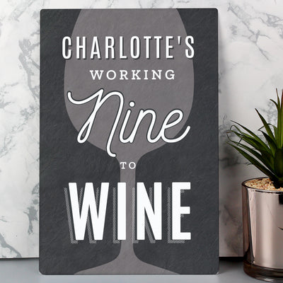 Personalised Working Nine to Wine Metal Sign Hanging Decorations & Signs Everything Personal