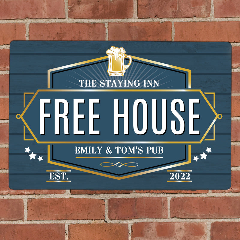 Personalised Free House Blue Metal Sign Hanging Decorations & Signs Everything Personal