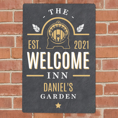 Personalised The Welcome Inn Metal Sign Hanging Decorations & Signs Everything Personal