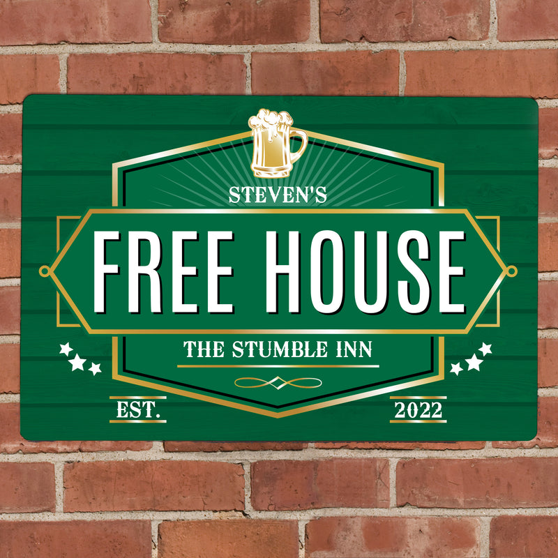 Personalised Free House Green Metal Sign Hanging Decorations & Signs Everything Personal
