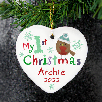 Personalised My 1st Christmas Ceramic Heart Christmas Decorations Everything Personal