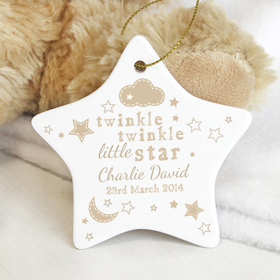 Personalised Twinkle Twinkle Ceramic Star Decoration Christmas Decorations Everything Personal