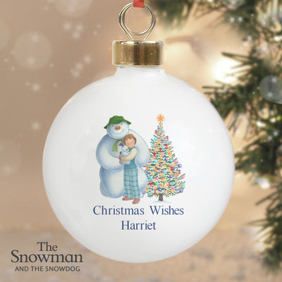 Personalised The Snowman and the Snowdog Friends Bauble Christmas Decorations Everything Personal