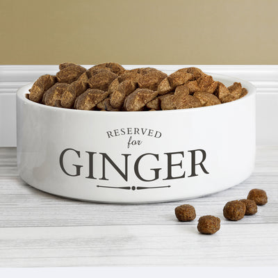 Personalised Reserved For 14cm Medium White Pet Bowl Pet Gifts Everything Personal