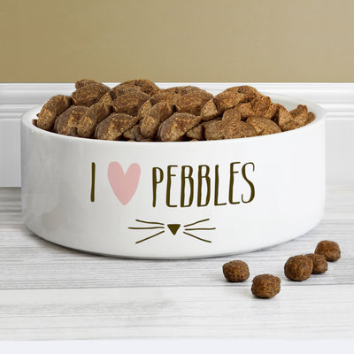 Personalised Cat Features 14cm Medium White Pet Bowl Pet Gifts Everything Personal