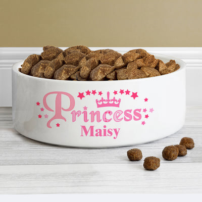 Personalised Princess 14cm Medium White Pet Bowl Pet Gifts Everything Personal
