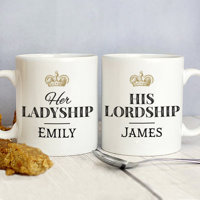 Personalised Ladyship and Lordship Mug Set Mugs Everything Personal