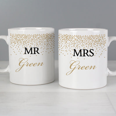 Personalised Gold Confetti Mug Set Mugs Everything Personal