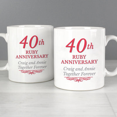Personalised 40th Ruby Anniversary Mug Set Mugs Everything Personal