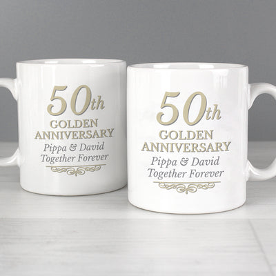 Personalised 50th Golden Anniversary Mug Set Mugs Everything Personal