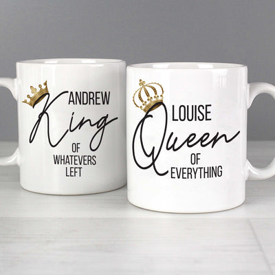 Personalised King and Queen of Everything Mug Set Mugs Everything Personal