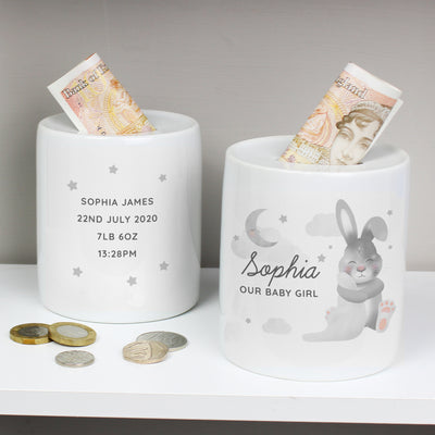 Personalised Baby Bunny Ceramic Money Box Money Boxes Everything Personal