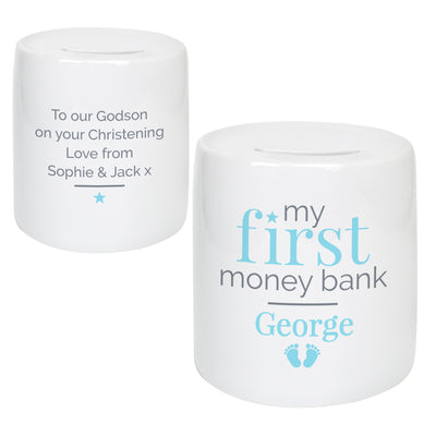 Personalised Blue My First Ceramic Money Box Money Boxes Everything Personal