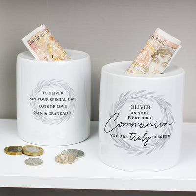 Personalised First Holy Communion Ceramic Money Box Money Boxes Everything Personal