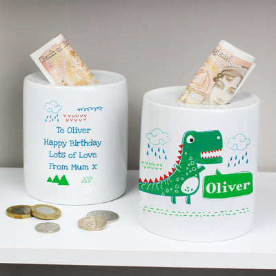 Personalised Dinosaur Ceramic Money Box Money Boxes Everything Personal