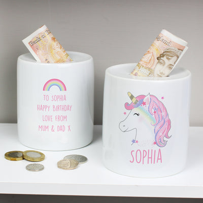 Personalised Unicorn Ceramic Money Box Money Boxes Everything Personal