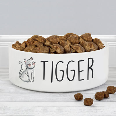 Personalised Scribble Cat 14cm Medium Pet Bowl Pet Gifts Everything Personal
