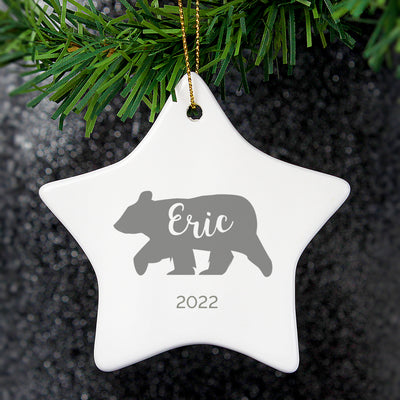 Personalised Polar Bear Ceramic Star Decoration Christmas Decorations Everything Personal