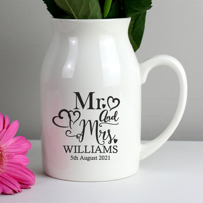 Personalised Mr & Mrs Flower Jug Vase Vases Everything Personal