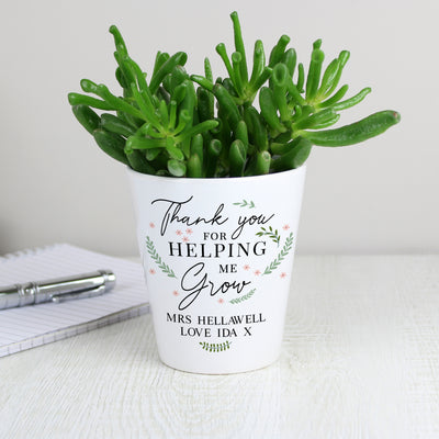 Personalised Thank You For Helping Me Grow Plant Pot Vases Everything Personal