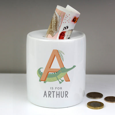 Personalised Animal Alphabet Ceramic Money Box Money Boxes Everything Personal