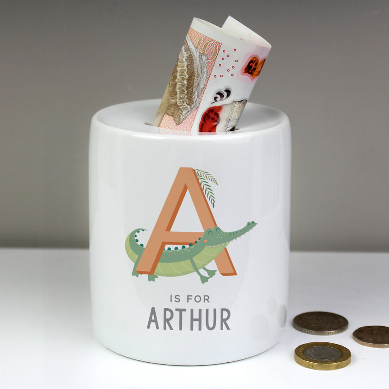 Personalised Animal Alphabet Ceramic Money Box Money Boxes Everything Personal