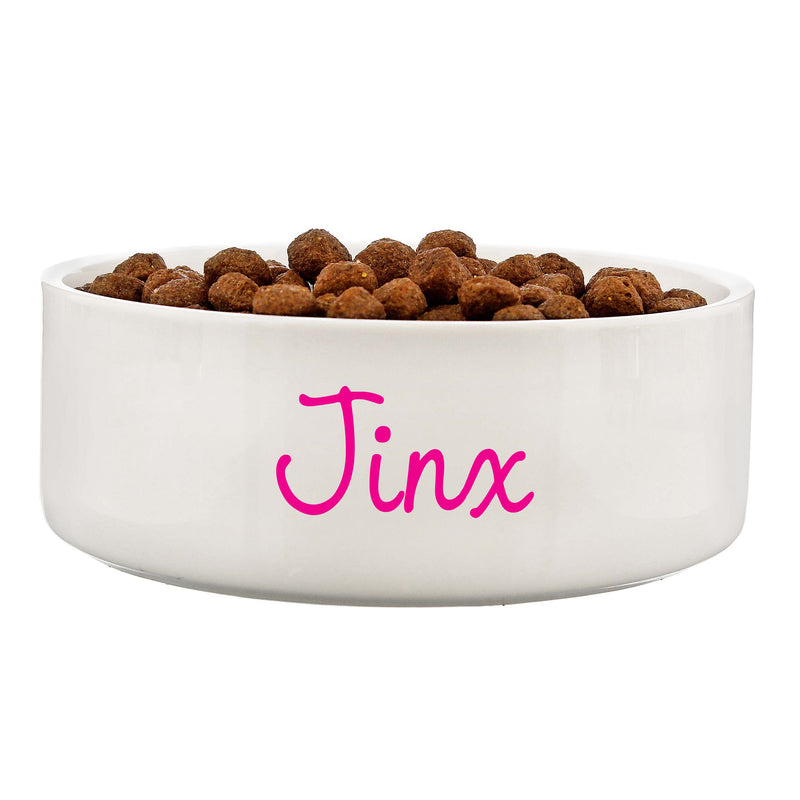 Personalised Medium (14cm) Pet Bowl with Pink Text Pet Gifts Everything Personal