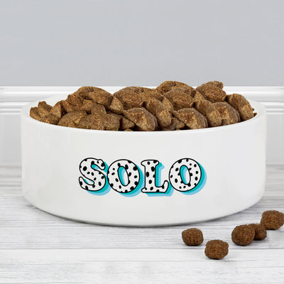 Personalised Blue Spots 14cm Medium Pet Bowl Pet Gifts Everything Personal